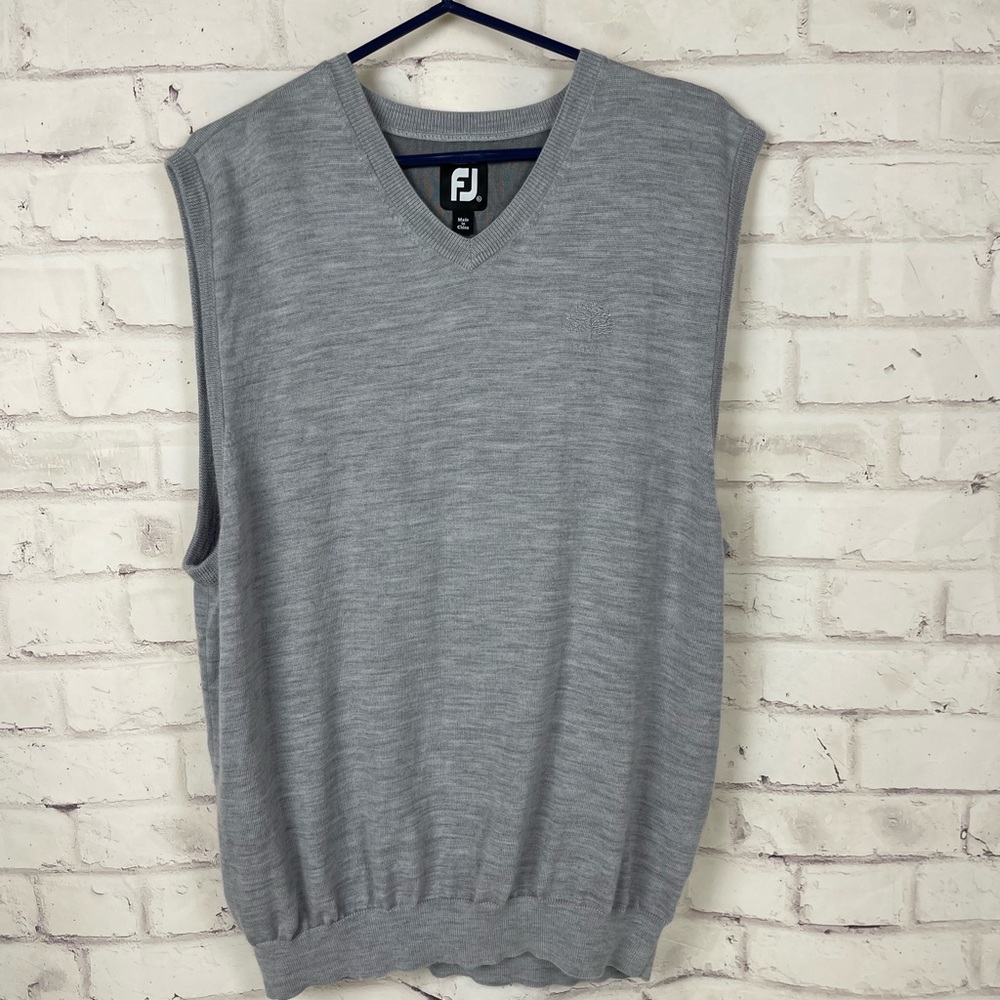Footjoy V Neck 100% Wool Sweater Vest Size XL